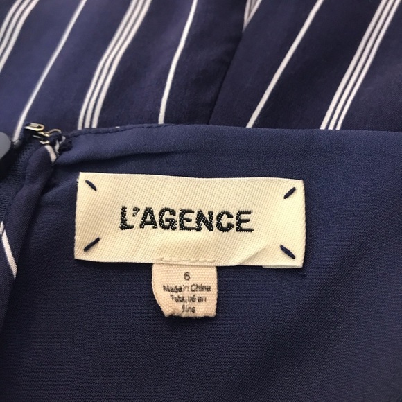 L’AGENCE Size 6 Silk Finley Button-Leg Stripe Jumpsuit Navy‎ White Lightweight - Picture 10 of 10